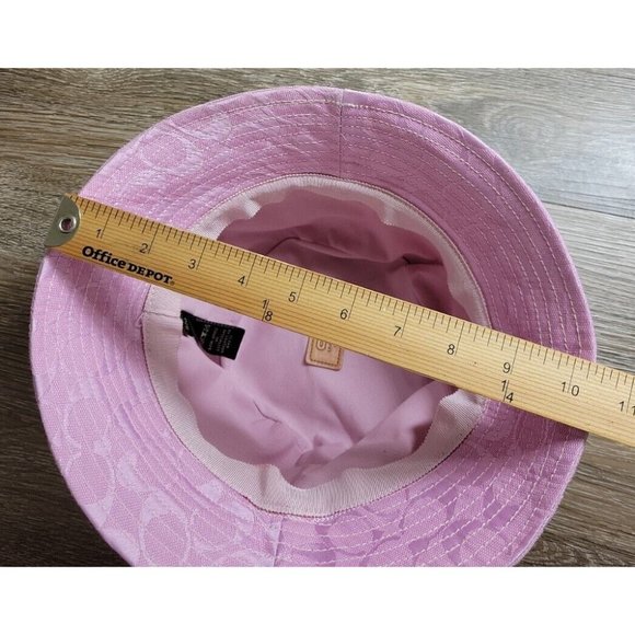 Vintage Coach Women S Pink Bucket Leather Strap Hat Signature CC Jacquard Y2K main image 12